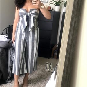 Striped jumpsuit with bow